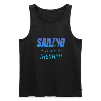 Sailiing is my therapy - Männer Premium Bio Tank Top - Schwarz - Vorne - Michal (187cm)