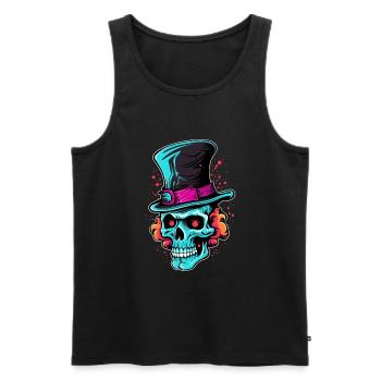 Colorful Abstract Skull with Top Hat - Men's Premium Organic Tank Top - black - Front - AI Model Male 178 light (178cm)