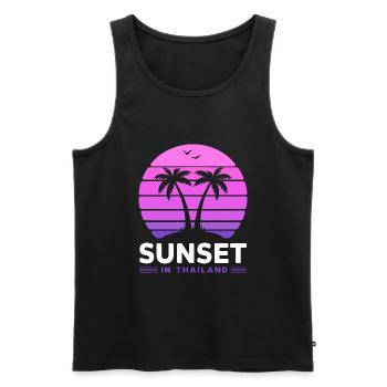 Coucher de soleil en Thaïlande Vacances Palmiers Pleine Lune - Débardeur bio Premium Homme - noir - Devant - AI Model Male 178 light (178cm)