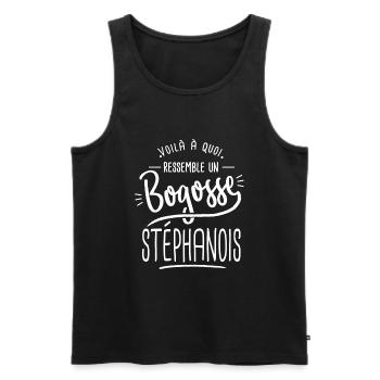 bogosse Stéphanois cadeau saint étienne St étienne - Débardeur bio Premium Homme - noir - Devant - AI Model Male 178 light (178cm)