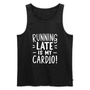 Running Late Is My Cardio Spruch Zitat - Männer Premium Bio Tank Top - Schwarz - Vorne - AI Model Male 178 light (178cm)