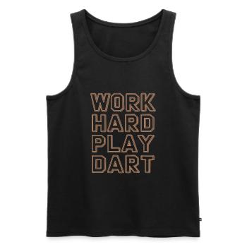 Work Hard Play Darts Darts - Men's Premium Organic Tank Top - black - Front - AI Model Male 178 light (178cm)