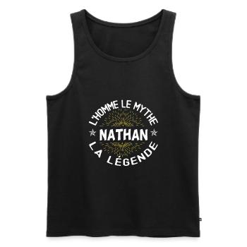 L'homme le mythe la légende - Cadeau Nathan. - Débardeur bio Premium Homme - noir - Devant - Michal (187cm)