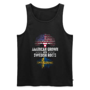 Amerikaner mit schwedischen Wurzeln - Männer Premium Bio Tank Top - Schwarz - Vorne - AI Model Male 178 light (178cm)