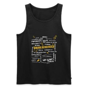 Vorarlbergerisch Ländle Dialekt Lustig Humor - Männer Premium Bio Tank Top - Schwarz - Vorne - Michal (187cm)