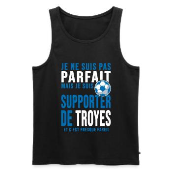 supporter football Troyes Humour foot Club Troyes - Débardeur bio Premium Homme - noir - Devant - Michal (187cm)