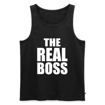 The real boss - Débardeur bio Premium Homme - noir - Devant - AI Model Male 178 light (178cm)