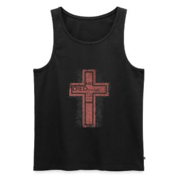 Jesus Christus starb für mich - Shirt mit Kreuz - Männer Premium Bio Tank Top - Schwarz - Vorne - Michal (187cm)