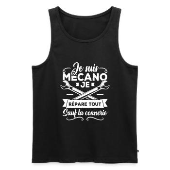 Je suis mécanicien je répare tout sauf la connerie - Débardeur bio Premium Homme - noir - Devant - Michal (187cm)