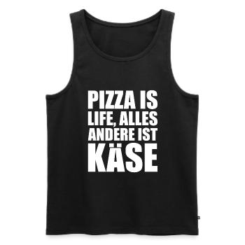 Pizza is life, alles andere ist Käse - Männer Premium Bio Tank Top - Schwarz - Vorne - Michal (187cm)