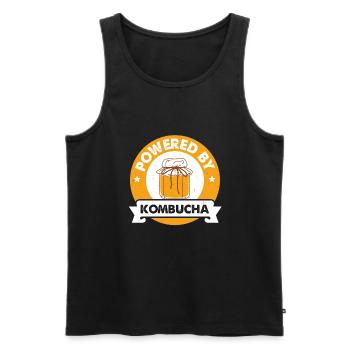 Kombucha - Powered By Kombucha Scoby Tea Gift - Men's Premium Organic Tank Top - black - Front - AI Model Male 178 light (178cm)