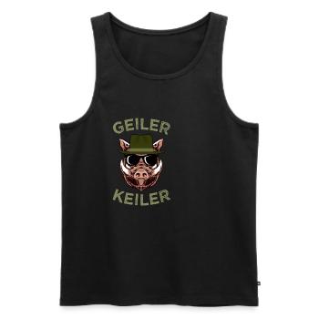 Jagd Jäger Evolution Hirsch Waidmann Lustig Spruch - Männer Premium Bio Tank Top - Schwarz - Vorne - AI Model Male 178 light (178cm)