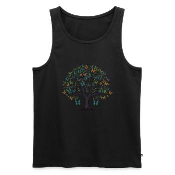 Butterfly Tree Colorful Butterflies Flies - Men's Premium Organic Tank Top - black - Front - Michal (187cm)