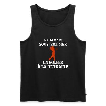 Unterschätzen Sie niemals einen Golfer im Ruhestand - Männer Premium Bio Tank Top - Schwarz - Vorne - Michal (187cm)