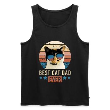 Meilleur chat papa jamais chat écaille de chat chanceux - Débardeur bio Premium Homme - noir - Devant - AI Model Male 178 light (178cm)