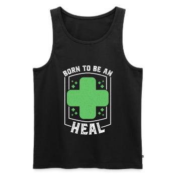 Born to be Heal MMORPG RPG Heal - Men's Premium Organic Tank Top - black - Front - AI Model Male 178 light (178cm)