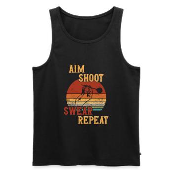 Aim Shoot Swear Repeat / Darts - Männer Premium Bio Tank Top - Schwarz - Vorne - AI Model Male 178 light (178cm)