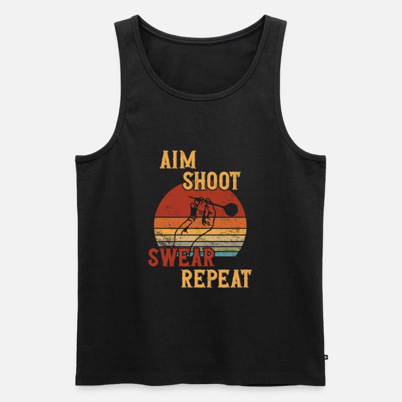 Aim Shoot Swear Repeat / Darts - Männer Premium Bio Tank Top - Schwarz