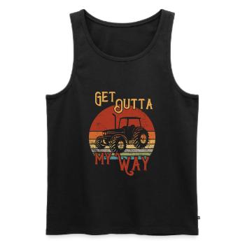 Get outta my way / Tracteur - Débardeur bio Premium Homme - noir - Devant - Michal (187cm)