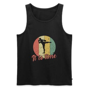 Il est temps / Kickboxing - Débardeur bio Premium Homme - noir - Devant - Michal (187cm)