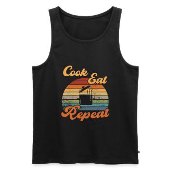 Cook Eat Repeat Cooking / Kochen - Men's Premium Organic Tank Top - black - Front - Michal (187cm)