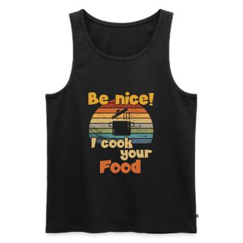 Soyez gentil je cuisine votre nourriture / Kochen - Débardeur bio Premium Homme - noir - Devant - Michal (187cm)