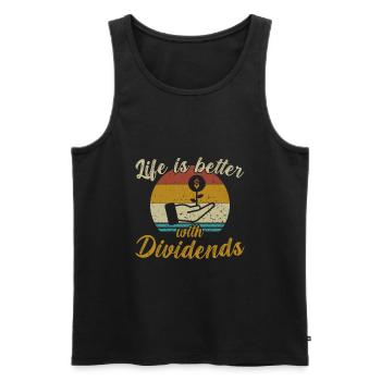 Life is better with Dividends / Aktien - Männer Premium Bio Tank Top - Schwarz - Vorne - Michal (187cm)