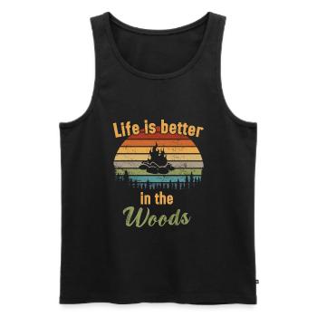 Life is better in the Woods / Bushcraft - Men's Premium Organic Tank Top - black - Front - Michal (187cm)