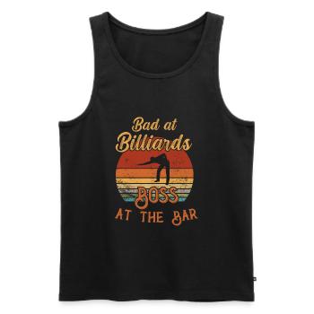 Bad at Billiards Boss at the Bar / Billiard - Männer Premium Bio Tank Top - Schwarz - Vorne - AI Model Male 178 light (178cm)