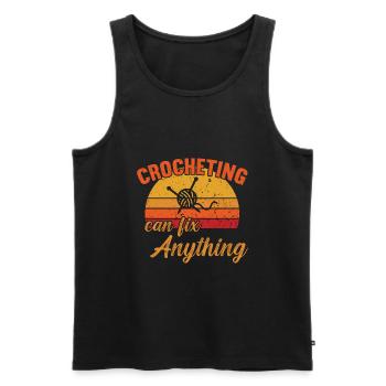Crocheting can fix Anything / Crochet - Men's Premium Organic Tank Top - black - Front - AI Model Male 178 light (178cm)