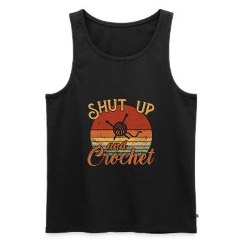 Shut up and Crochet / Häkeln - Men's Premium Organic Tank Top - black - Front - AI Model Male 178 light (178cm)