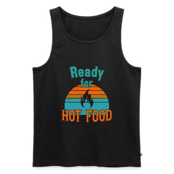 Ready for Hot Food / Scharfes Essen - Men's Premium Organic Tank Top - black - Front - AI Model Male 178 light (178cm)