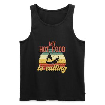 My Hot Food is Calling / Scharfes Essen - Men's Premium Organic Tank Top - black - Front - AI Model Male 178 light (178cm)