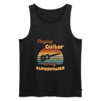 Jouer de la guitare est mon superpouvoir / Gitarre - Débardeur bio Premium Homme - noir - Devant - AI Model Male 178 light (178cm)