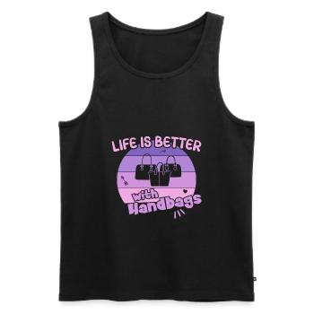 Life is better with Handbags / Handbag Shopping - Men's Premium Organic Tank Top - black - Front - AI Model Male 178 light (178cm)
