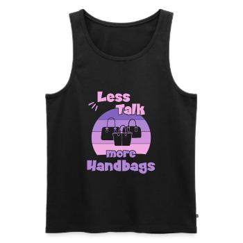 Less Talk More Handbags / Shopping Handbag - Men's Premium Organic Tank Top - black - Front - AI Model Male 178 light (178cm)