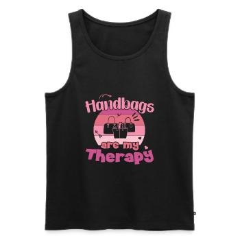 Handbags are my Therapy / Handbag Shopping - Men's Premium Organic Tank Top - black - Front - AI Model Male 178 light (178cm)