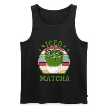 ICED MATCHA TEA - Débardeur bio Premium Homme - noir - Devant - Michal (187cm)