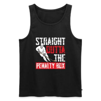 Straight Outta La boîte de pénalité Ice Hockey Enforcer - Débardeur bio Premium Homme - noir - Devant - AI Model Male 178 light (178cm)