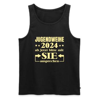 Youth Consecration 2024 From now on, please address them - Men's Premium Organic Tank Top - black - Front - AI Model Male 178 light (178cm)