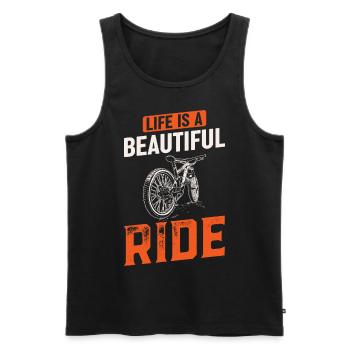 La vie est un beau tour à vélo - Débardeur bio Premium Homme - noir - Devant - Michal (187cm)