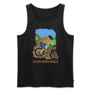 MTB Fahrer Mountainbike Ich Bin Selten Radlos - Männer Premium Bio Tank Top - Schwarz - Vorne - Michal (187cm)