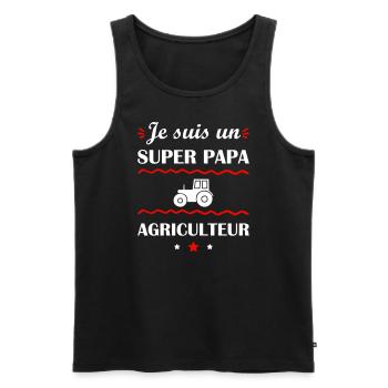 Super papa agriculteur, cadeau fête des pères - Débardeur bio Premium Homme - noir - Devant - Michal (187cm)