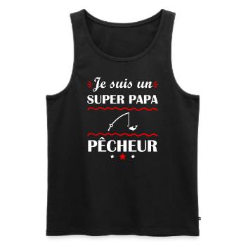 Super papa pêcheur, cadeau fete des pères - Débardeur bio Premium Homme - noir - Devant - Michal (187cm)