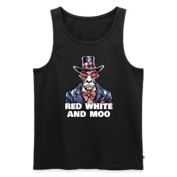 Red White And Moo - Men's Premium Organic Tank Top - black - Front - AI Model Male 178 light (178cm)