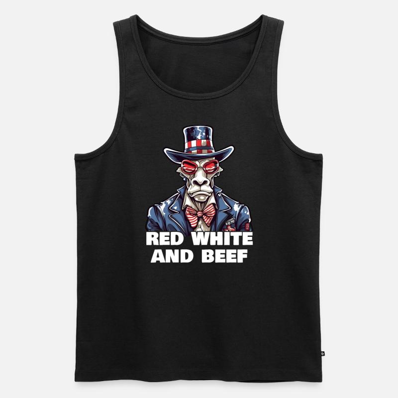 Rot Weiß Und Muh - Männer Premium Bio Tank Top - Schwarz