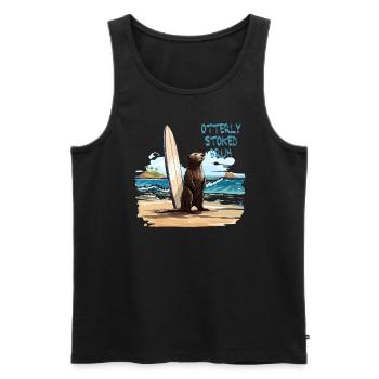 841 Surfing Otter Otterly Stoked Otter 841 - Men's Premium Organic Tank Top - black - Front - Michal (187cm)