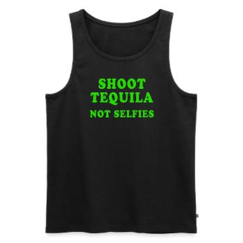 Shoot Tequila Not Selfies - Men's Premium Organic Tank Top - black - Front - AI Model Male 178 light (178cm)