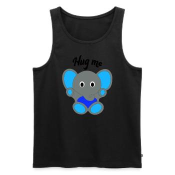 Elephant Blue Hug Me | boys, cute, babe - Men's Premium Organic Tank Top - black - Front - Michal (187cm)