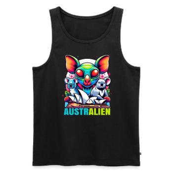 ausAustralia Roo Aussie Funny Australien Kangourou - Débardeur bio Premium Homme - noir - Devant - AI Model Male 178 light (178cm)